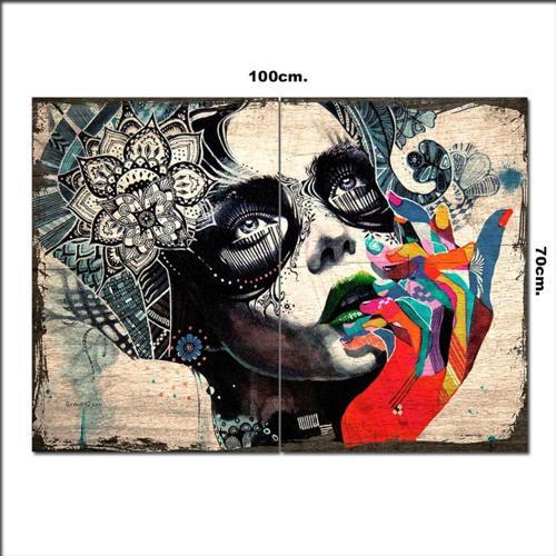 Ahşap Tablo Boyalı Kadın Desenli 70*100Cm