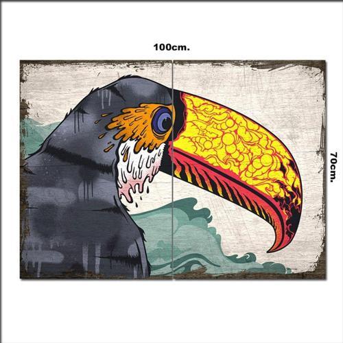 Ahşap Tablo Boyalı Papağan 70*100Cm