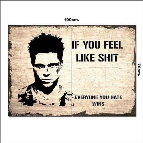 Ahşap Tablo Brad Pitt Fight Club Şekilli 70*100Cm