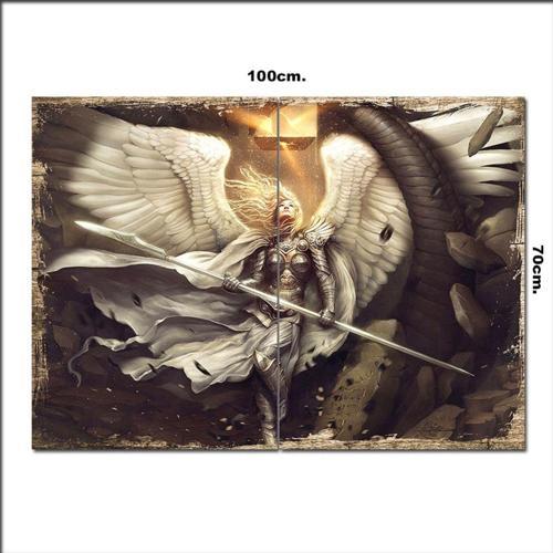 Ahşap Tablo Angel Warriors 70*100Cm