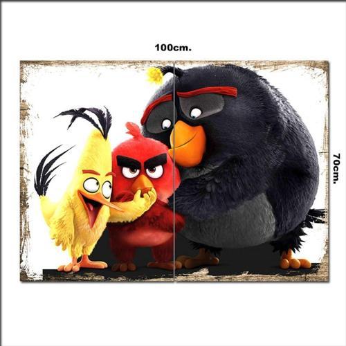 Ahşap Tablo Angry Birds Ailesi 70*100Cm