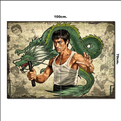Ahşap Tablo Bruce Lee Ve Ejderha Tarz 70*100Cm