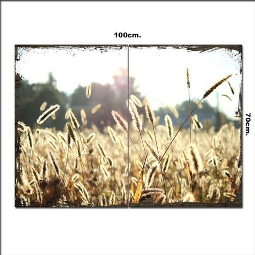 Ahşap Tablo Buğday Tarlası Baskılı 70*100Cm