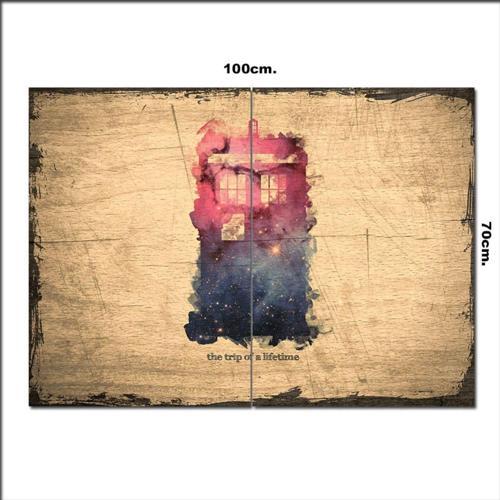Ahşap Tablo Doctor Who Police Box Tarz 70*100Cm