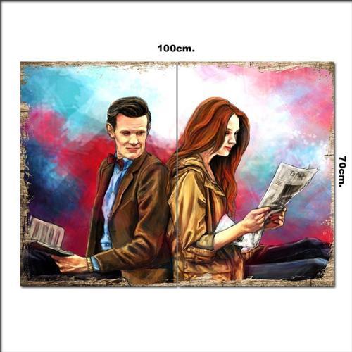 Ahşap Tablo Doctor Who Ve Amy 70*100Cm