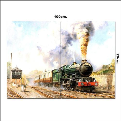 Ahşap Tablo Buharlı Tren Görseli 70*100Cm
