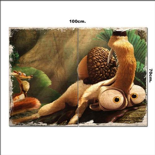 Ahşap Tablo Buz Devri Sincap Scrat Tarz 70*100Cm