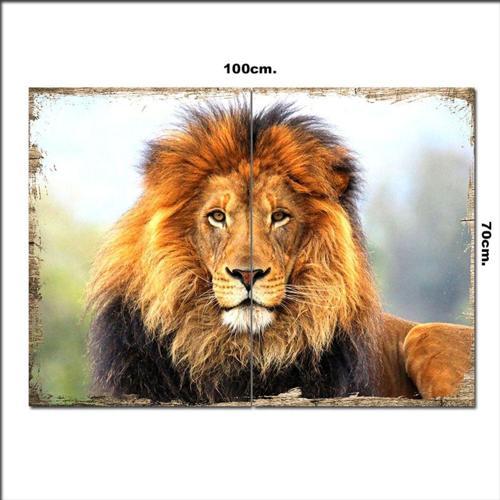Ahşap Tablo Asil Aslan 70*100Cm