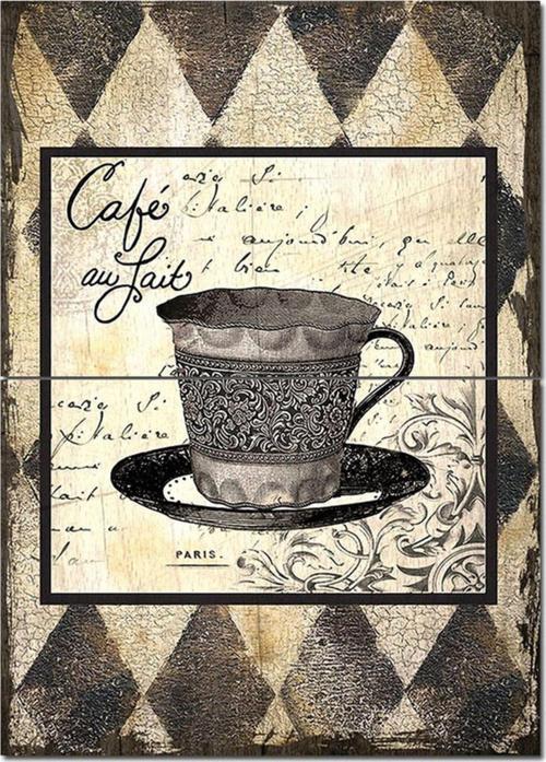 Ahşap Tablo Cafe Au Lait Modern Ahşap Tablo
