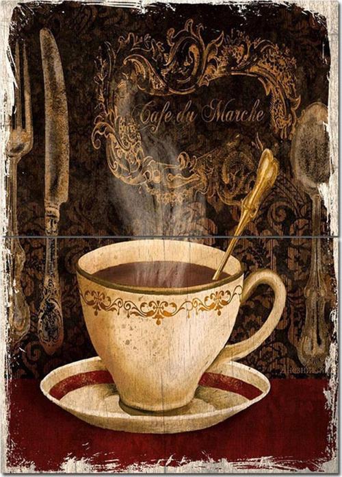 Ahşap Tablo Cafe Du Marche Mdf Tablo