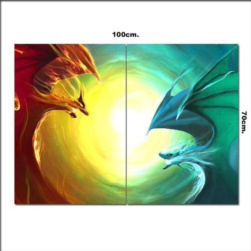 Ahşap Tablo Dragon Battle Poster 70*100Cm