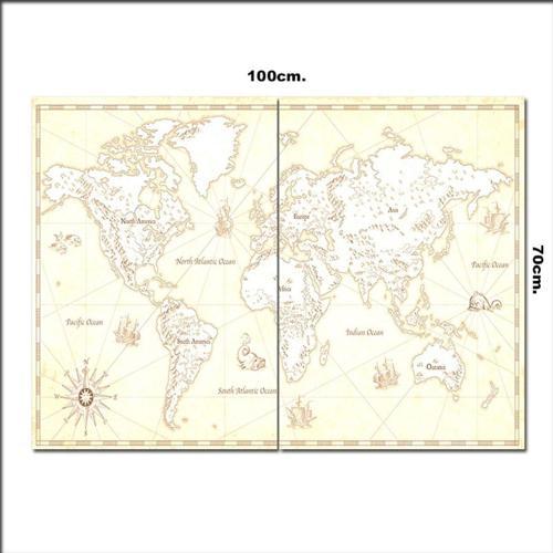 Ahşap Tablo Dünya Haritası 70*100Cm