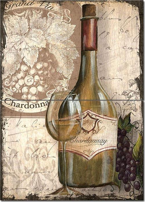 Ahşap Tablo Chardonnay Şarabı Modern Mdf Tablo