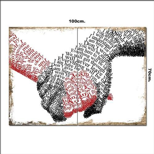Ahşap Tablo Aşk Ve Eller 70*100Cm