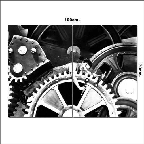 Ahşap Tablo Charlie Chaplin Makine Zamanı 70*100Cm