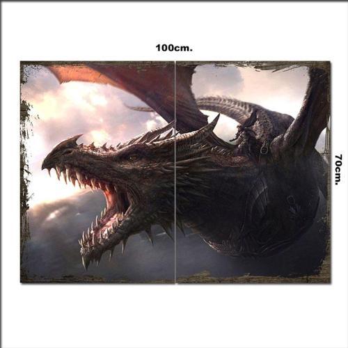 Ahşap Tablo Ejderha Eğiticisi 70*100Cm