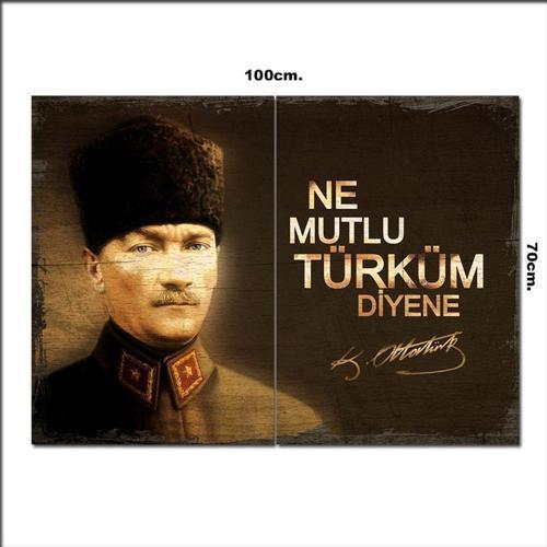 Ahşap Tablo Atatürk Ve Sözü Baskılı 70*100Cm