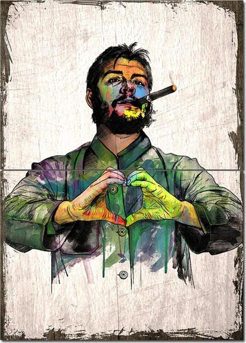 Ahşap Tablo Che Guevara Kalp Model Ahşap Tablo