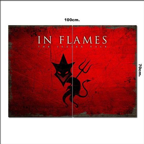 Ahşap Tablo Ateşin İçinde Şeytan Desenli 70*100Cm