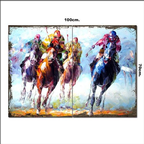 Ahşap Tablo Atlı Polo Oyunu 70*100Cm