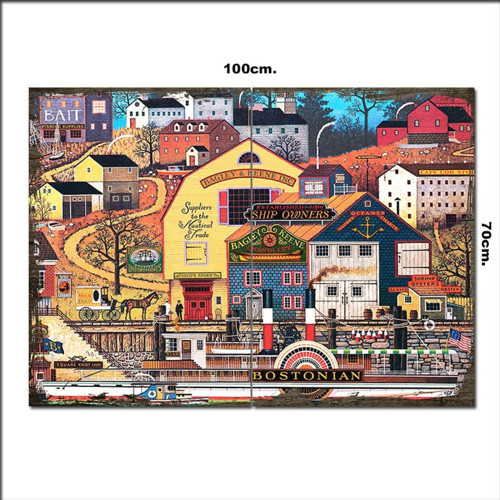 Ahşap Tablo Eski Boston Limanı 70*100Cm