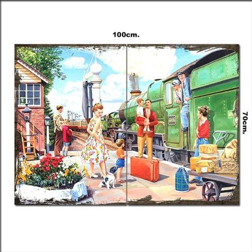 Ahşap Tablo Eski Buharlı Tren 70*100Cm