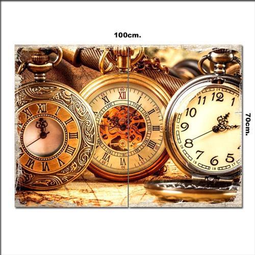 Ahşap Tablo Eski Cep Saatleri 70*100Cm