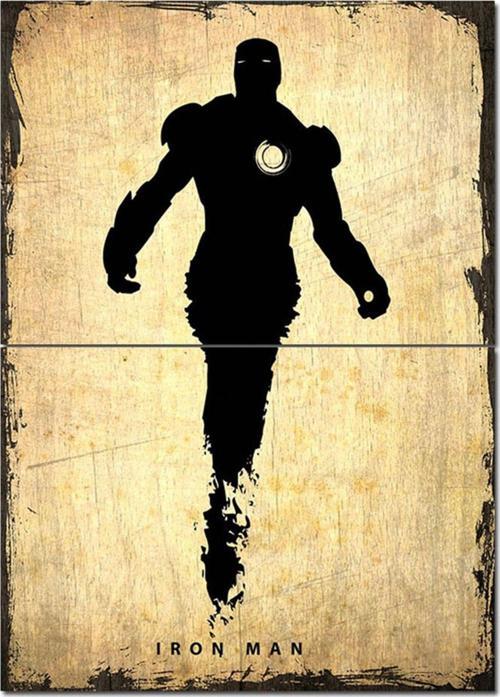 Ahşap Tablo Eski Demir Adam Siluet Sanatı Görseli Art Mdf Tablo