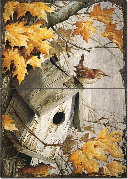 Ahşap Tablo Çınar Ağacında Kuş Kulubesi Hediyelik Mdf Tablo