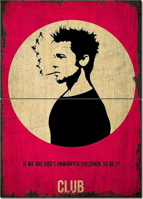Ahşap Tablo Eski Fight Club Figürü Afiş Görseli Art Mdf Poster
