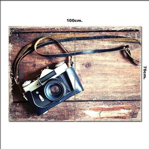 Ahşap Tablo Eski Fotoğraf Makinesı 70*100Cm