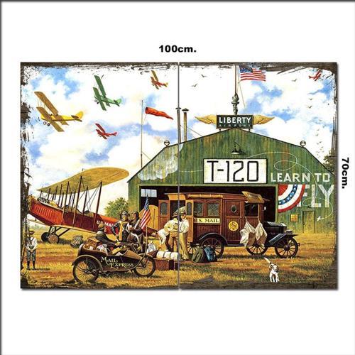 Ahşap Tablo Eski Havalimanı 70*100Cm