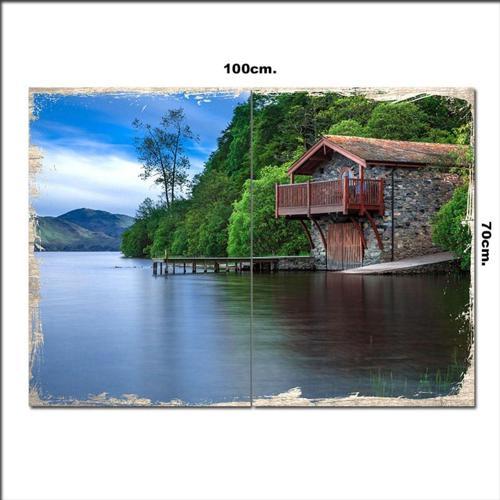 Ahşap Tablo Göl Evi 70*100Cm