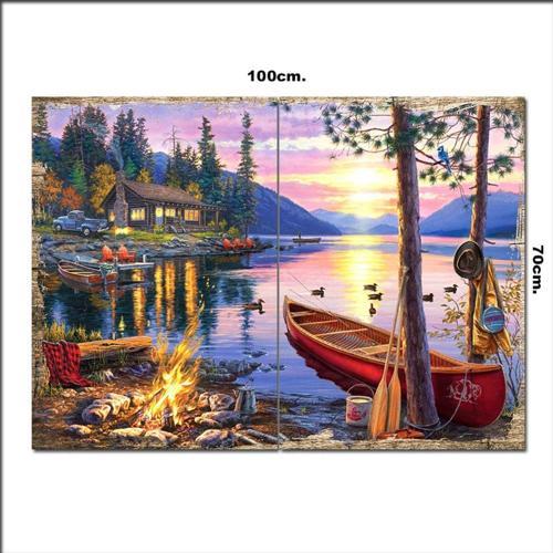 Ahşap Tablo Göl Evi 70*100Cm