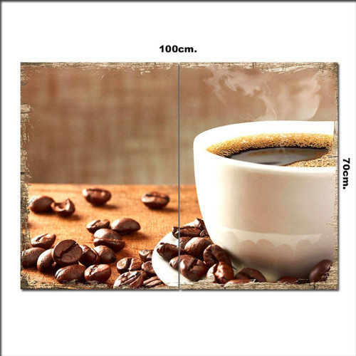 Ahşap Tablo Kahve Fincanı Ve Taneleri 70*100Cm