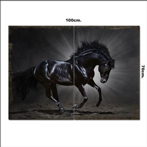 Ahşap Tablo Güçlü Asil At Şekilli 70*100Cm