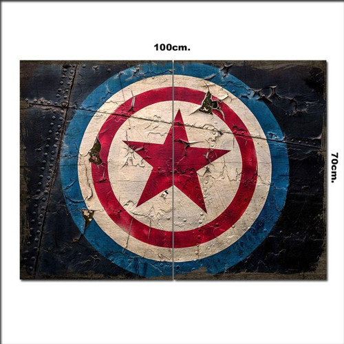 Ahşap Tablo Kaptan Amerika Logosu Tarz 70*100Cm