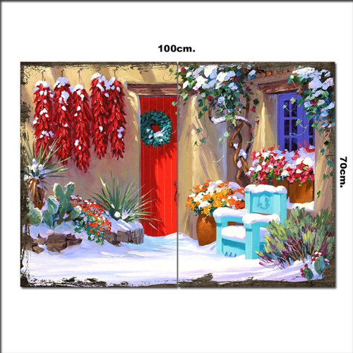 Ahşap Tablo Kar Ve Çiçek 70*100Cm