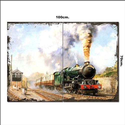 Ahşap Tablo Kara Tren Görseli 70*100Cm