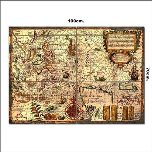 Ahşap Tablo Hazine Haritası 70*100Cm