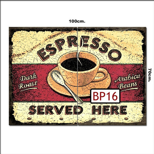 Ahşap Tablo Espresso Afiş 70*100Cm