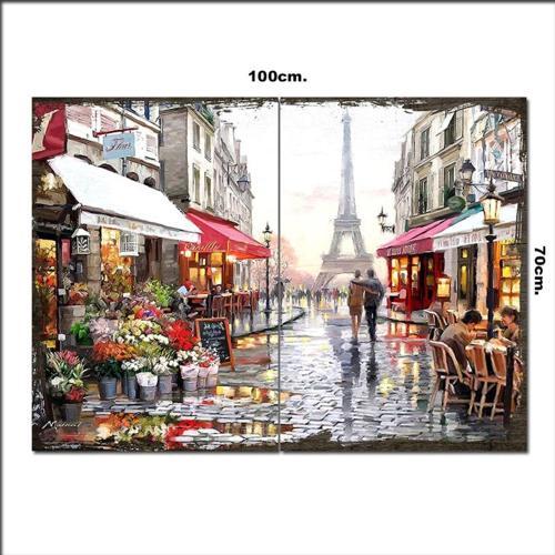 Ahşap Tablo Eyfelde Sonbahar Görseli 70*100Cm