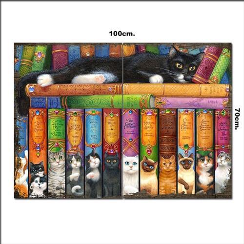 Ahşap Tablo Kedi Kitaplığı 70*100Cm
