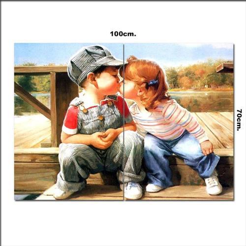 Ahşap Tablo İlk Aşk İlk Öpücük 70*100Cm