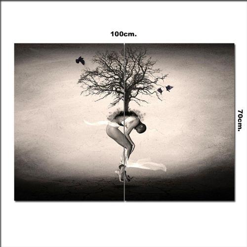 Ahşap Tablo İnsan Ve Ağaç Baskılı 70*100Cm