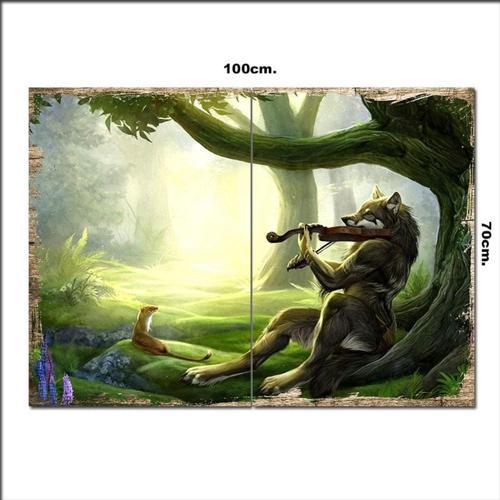 Ahşap Tablo Kemancı Kurt 70*100Cm