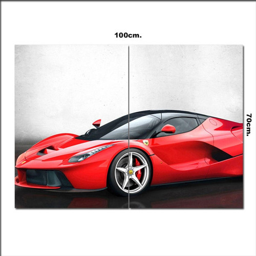 Ahşap Tablo Kırmızı Renk Ferrari 70*100Cm