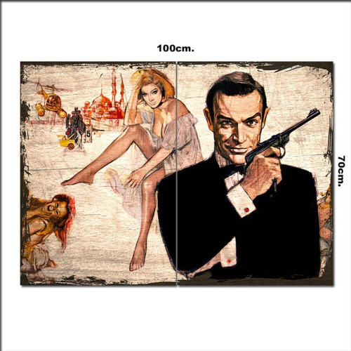Ahşap Tablo James Bond İstanbulda Desenli 70*100Cm