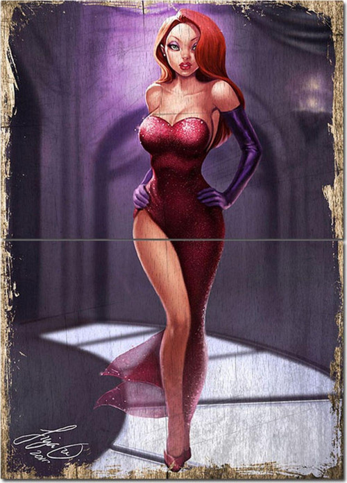 Ahşap Tablo Jessica Rabbit Tasarım Mdf Tablo