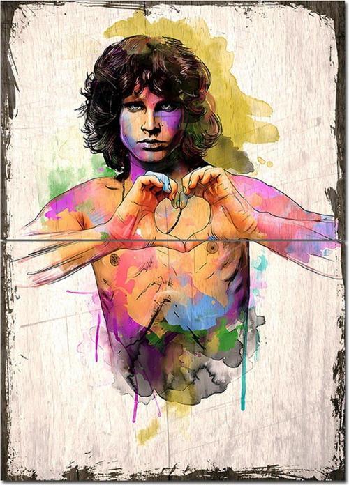 Jim Morrison Kalp Figürü Desenli Mdf Tablo 70Cmx 100Cm